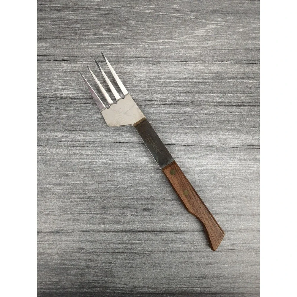 VTG Serving Meat Carving Fork Wood Handle First Natl Bank David City Nebraska